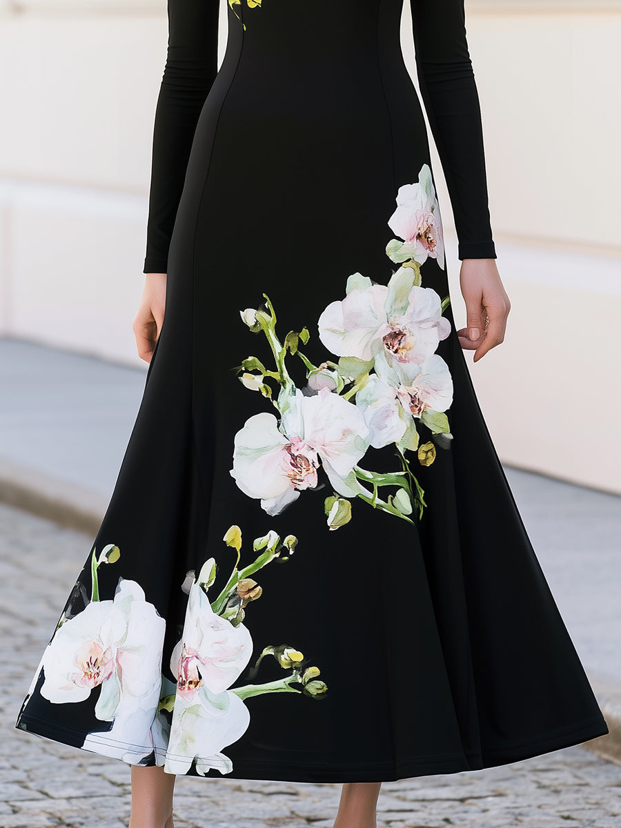 Rocío | Vestido de Punto con Estampado de Orquídeas