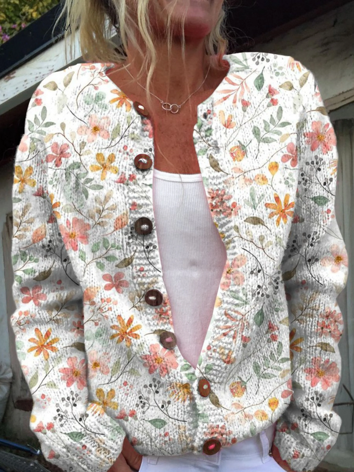 Verónica | Chaqueta de Punto Floral en Acuarela