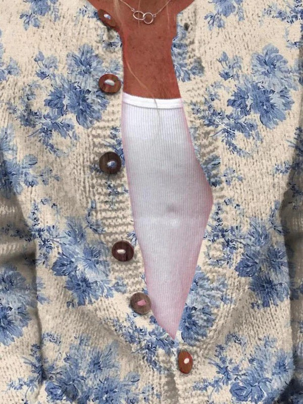 Delia | Chaqueta de Punto Botánica en Azul