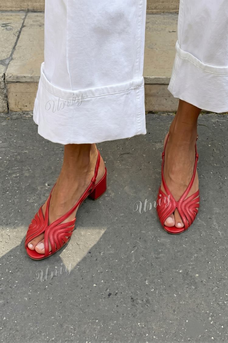 Zapatos de Tacón de Bloque Slingback Peep Toe Trenzados Metalizados Oro Rosa