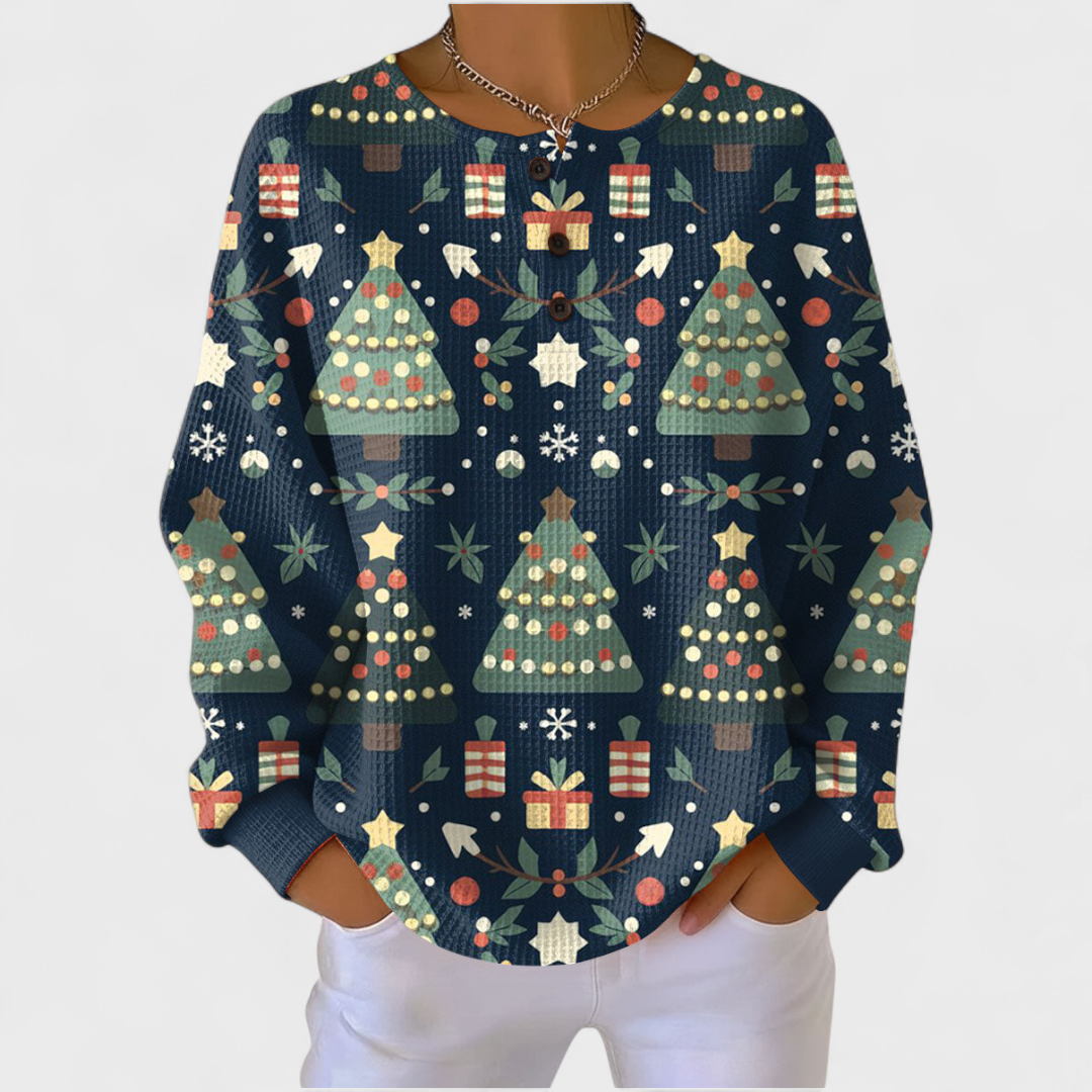 Fátima | Jersey azul marino con abeto de Navidad