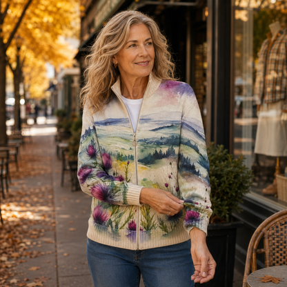 Carmen | Chaqueta de Punto Paisaje con Cardos