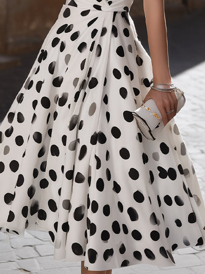 Sofía | Vestido Midi de Lunares con Escote Cruzado