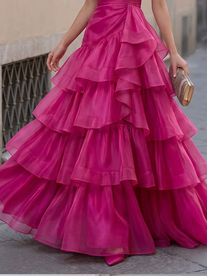 Esperanza | Vestido Largo de Organza con Volantes