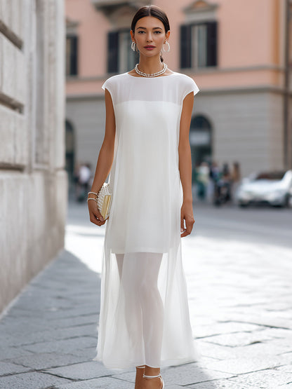 Julia | Vestido Largo Columna con Sobrefalda