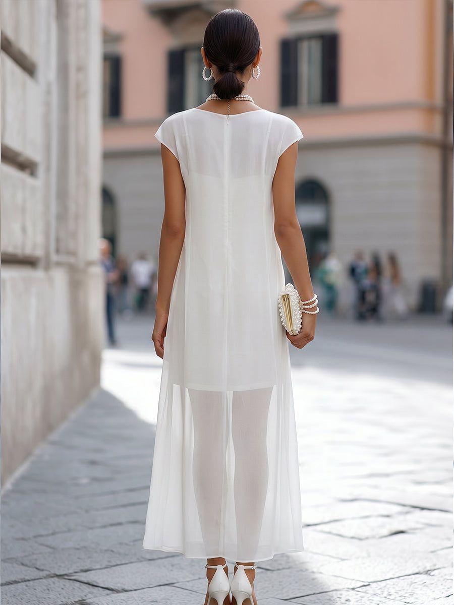 Julia | Vestido Largo Columna con Sobrefalda