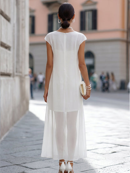 Julia | Vestido Largo Columna con Sobrefalda