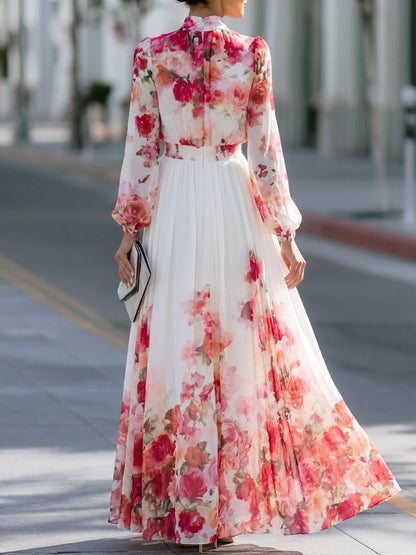 Mercedes | Vestido Largo de Gasa Floral