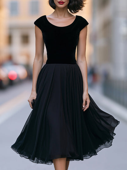 Manuela | Vestido Midi con Cuerpo de Terciopelo