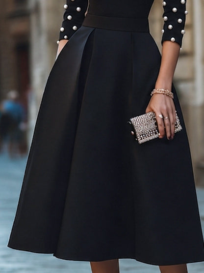 Ángela | Vestido Midi con Perlas en las Mangas