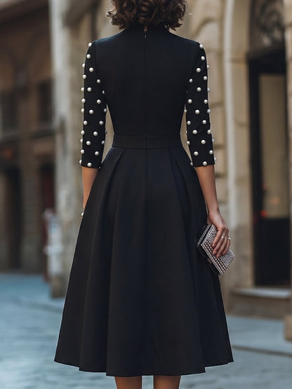 Ángela | Vestido Midi con Perlas en las Mangas