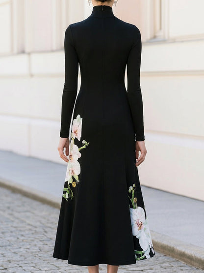 Rocío | Vestido de Punto con Estampado de Orquídeas