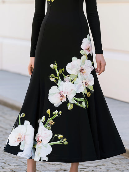 Rocío | Vestido de Punto con Estampado de Orquídeas