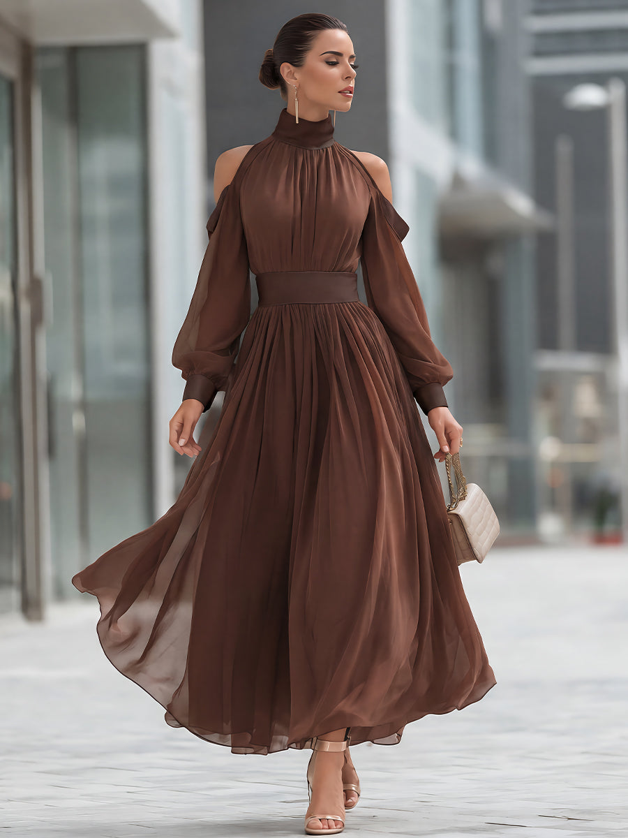 Carmen | Vestido Largo de Gasa con Hombros Descubiertos