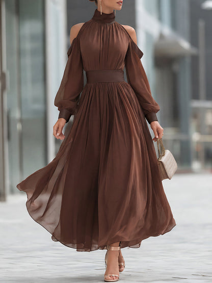 Carmen | Vestido Largo de Gasa con Hombros Descubiertos