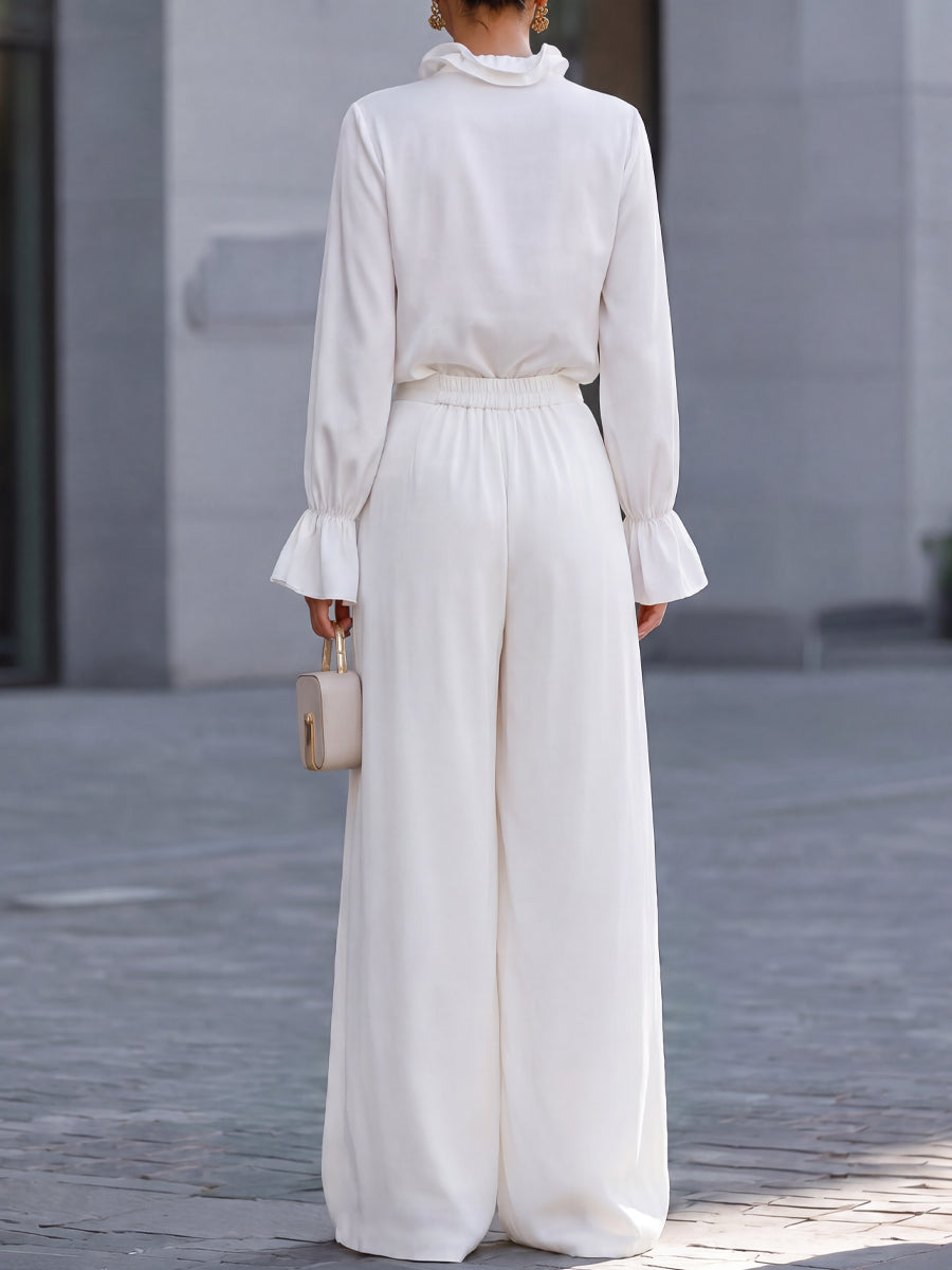 Montse | Conjunto de Blusa con Lazo y Pantalón Ancho