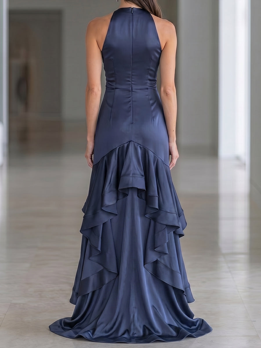 Soledad | Vestido Largo de Satén con Cuello Halter