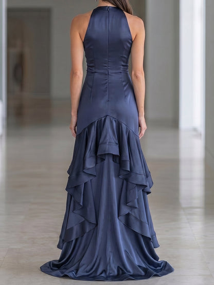 Soledad | Vestido Largo de Satén con Cuello Halter