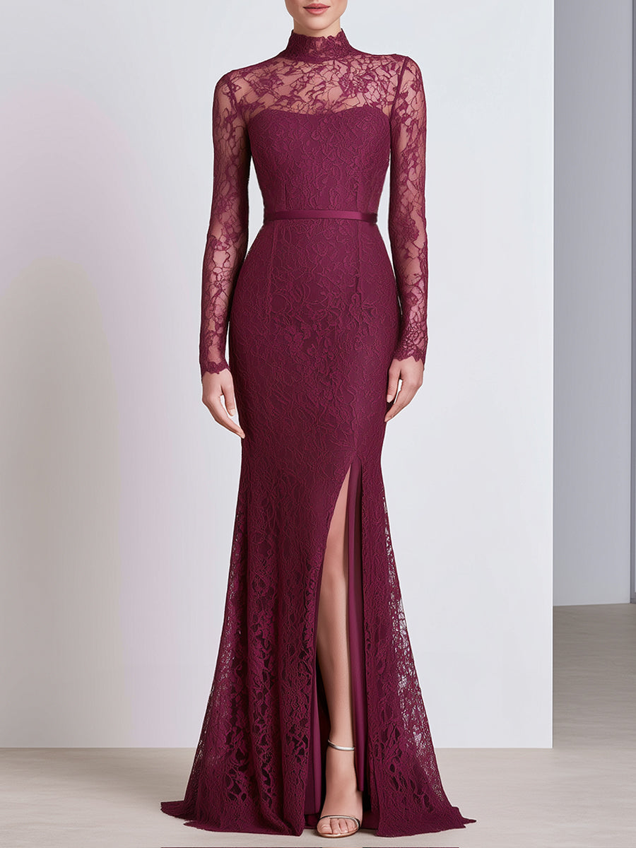 Dolores | Vestido Largo de Encaje con Cuello Alto