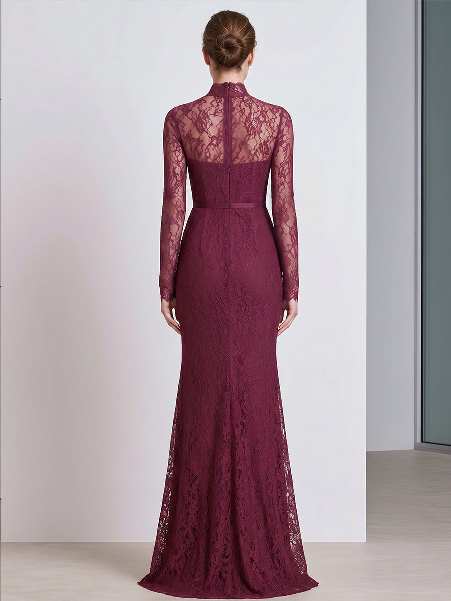 Dolores | Vestido Largo de Encaje con Cuello Alto