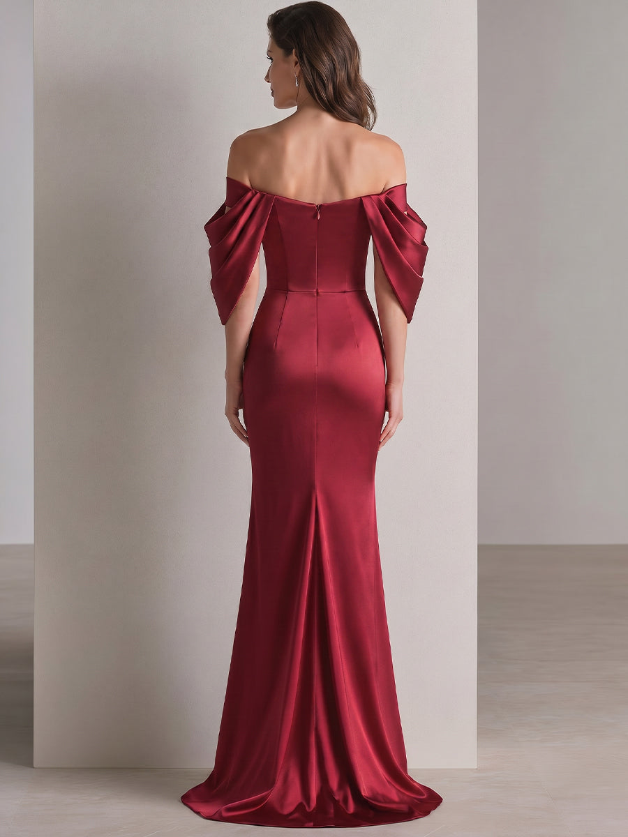 Amparo | Vestido Largo de Satén con Mangas Drapeadas