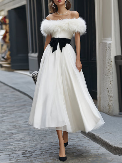 Valentina | Vestido Midi de Tul con Ribete de Pelo Desmontable