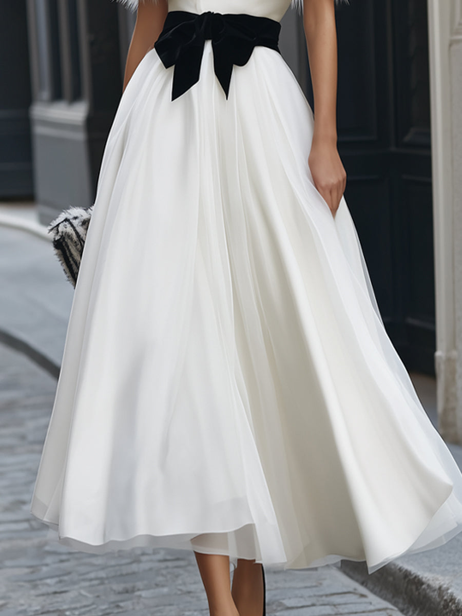 Valentina | Vestido Midi de Tul con Ribete de Pelo Desmontable