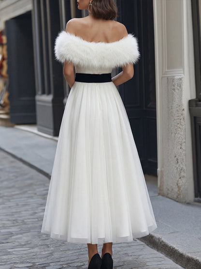 Valentina | Vestido Midi de Tul con Ribete de Pelo Desmontable