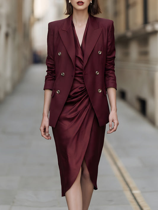 Beatriz | Conjunto de Blazer y Vestido Midi de Satén
