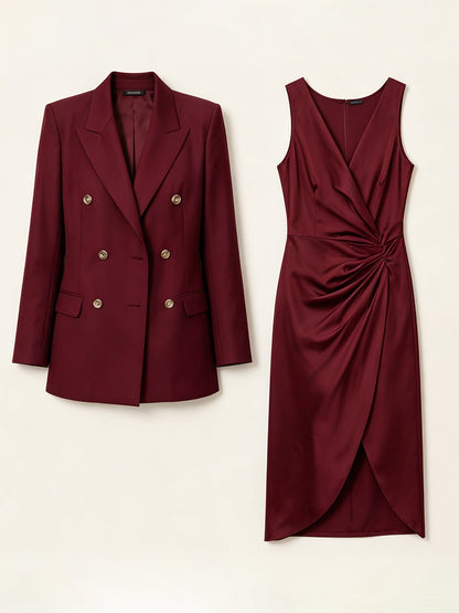 Beatriz | Conjunto de Blazer y Vestido Midi de Satén