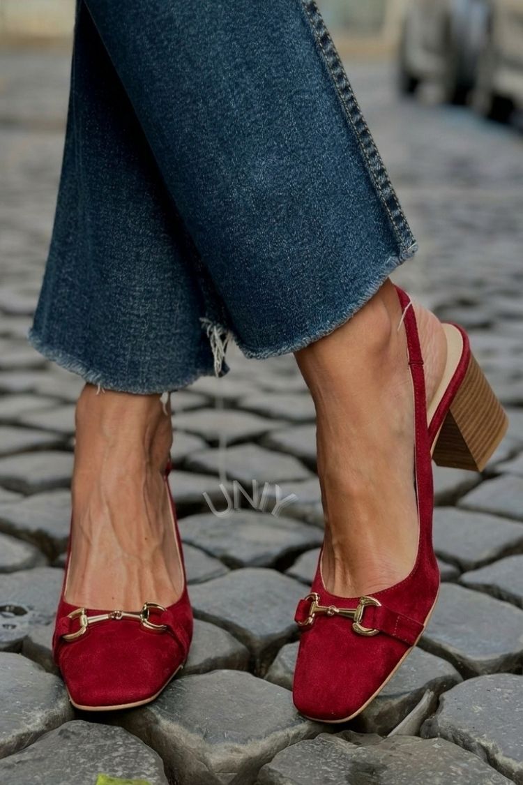 Zapatos de Tacón de Bloque Slingback de Ante Oliva