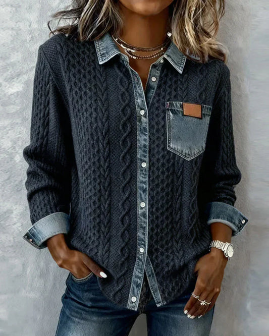 Patricia | Chaqueta de Punto con Detalles Vaqueros
