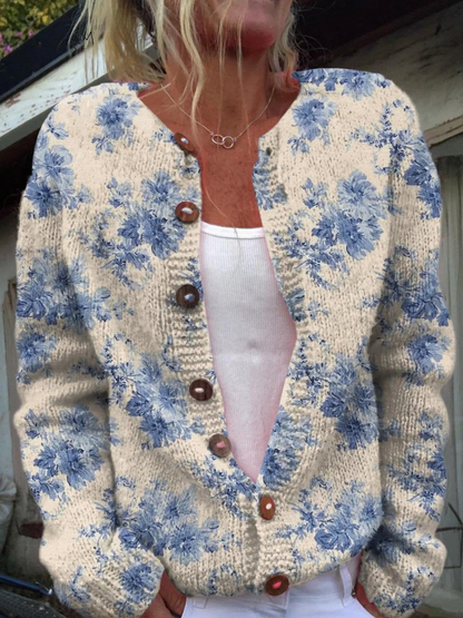 Delia | Chaqueta de Punto Botánica en Azul