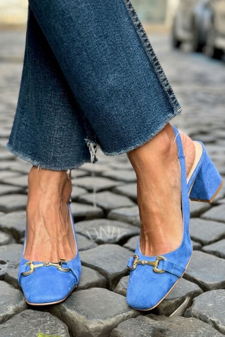 Zapatos de Tacón de Bloque Slingback de Ante Oliva