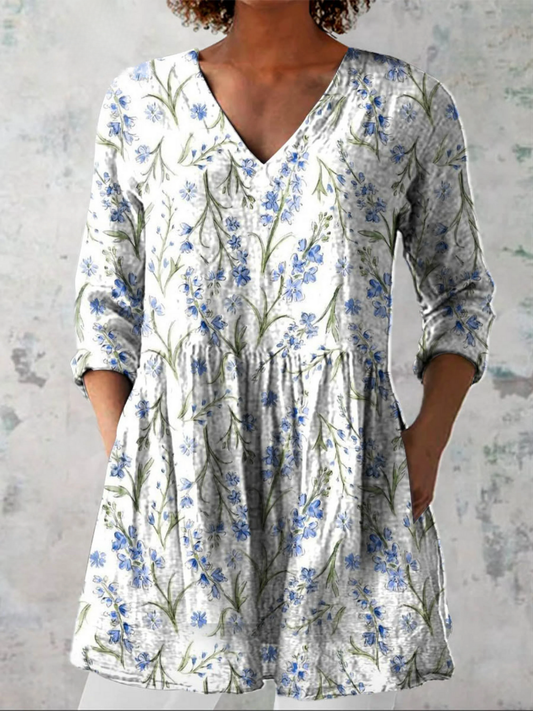 Flora | Blusa Larga con Cuello en V