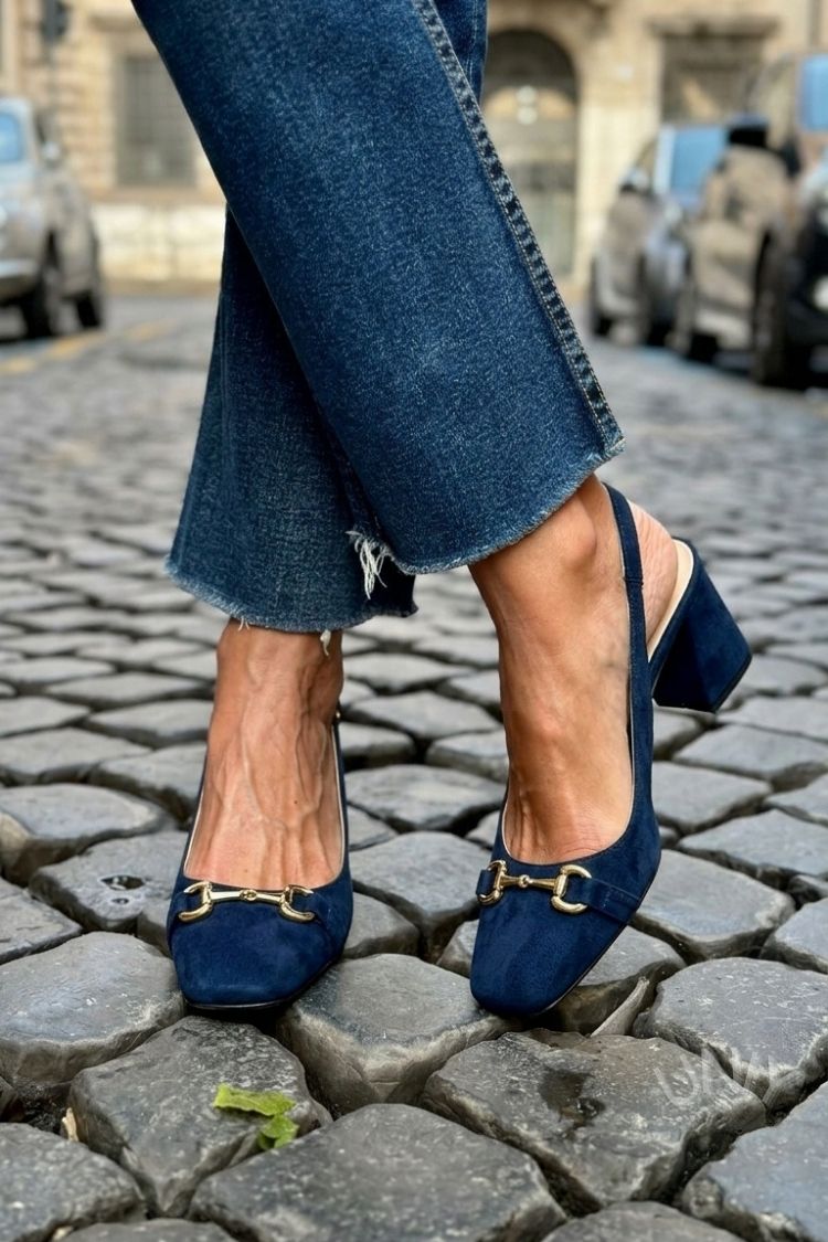 Zapatos de Tacón de Bloque Slingback de Ante Oliva