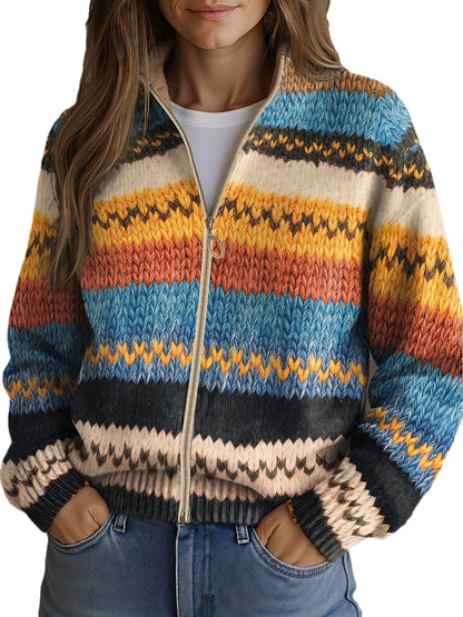 Inés | Chaqueta de Punto de Rayas en Zigzag