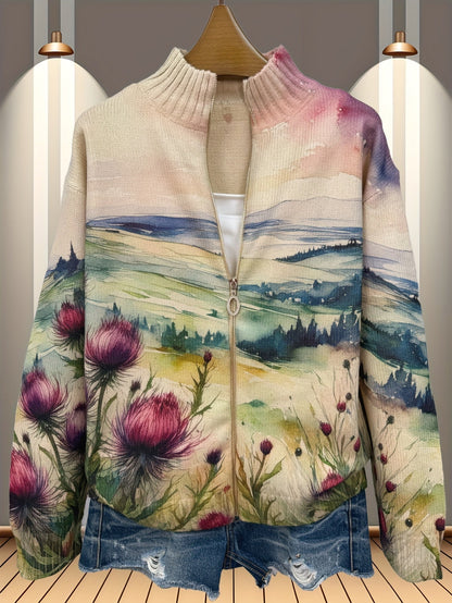 Carmen | Chaqueta de Punto Paisaje con Cardos