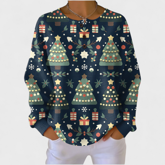 Fátima | Jersey azul marino con abeto de Navidad
