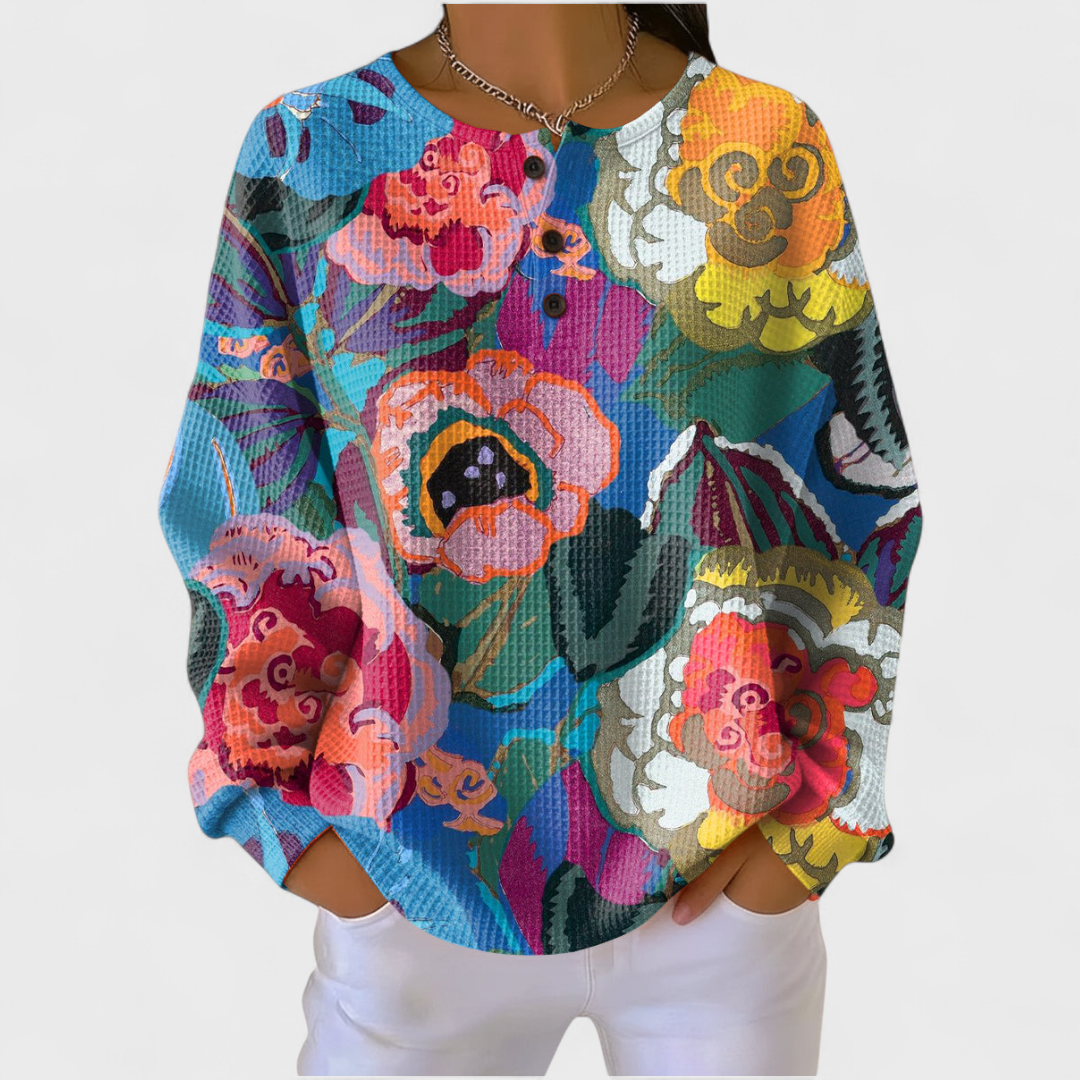Isabel | Jersey con grandes flores multicolor