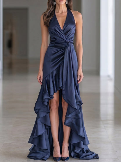 Soledad | Vestido Largo de Satén con Cuello Halter