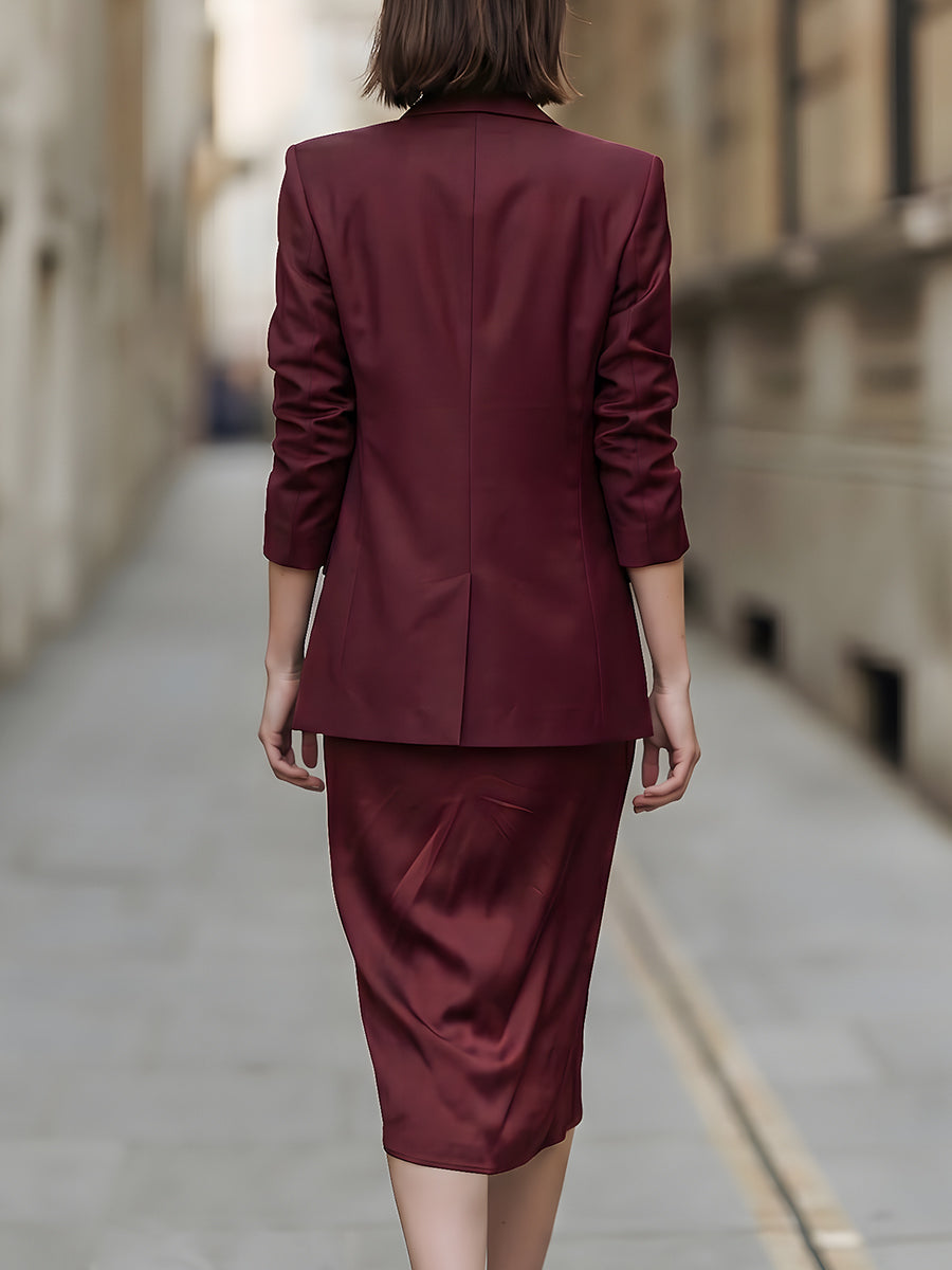 Beatriz | Conjunto de Blazer y Vestido Midi de Satén