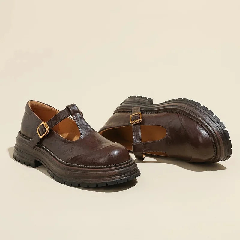 Emilia | Zapatos Mary Jane con Hebilla Dorada