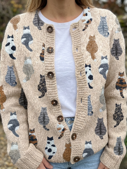 Carlota | Chaqueta de Punto con Gatitos