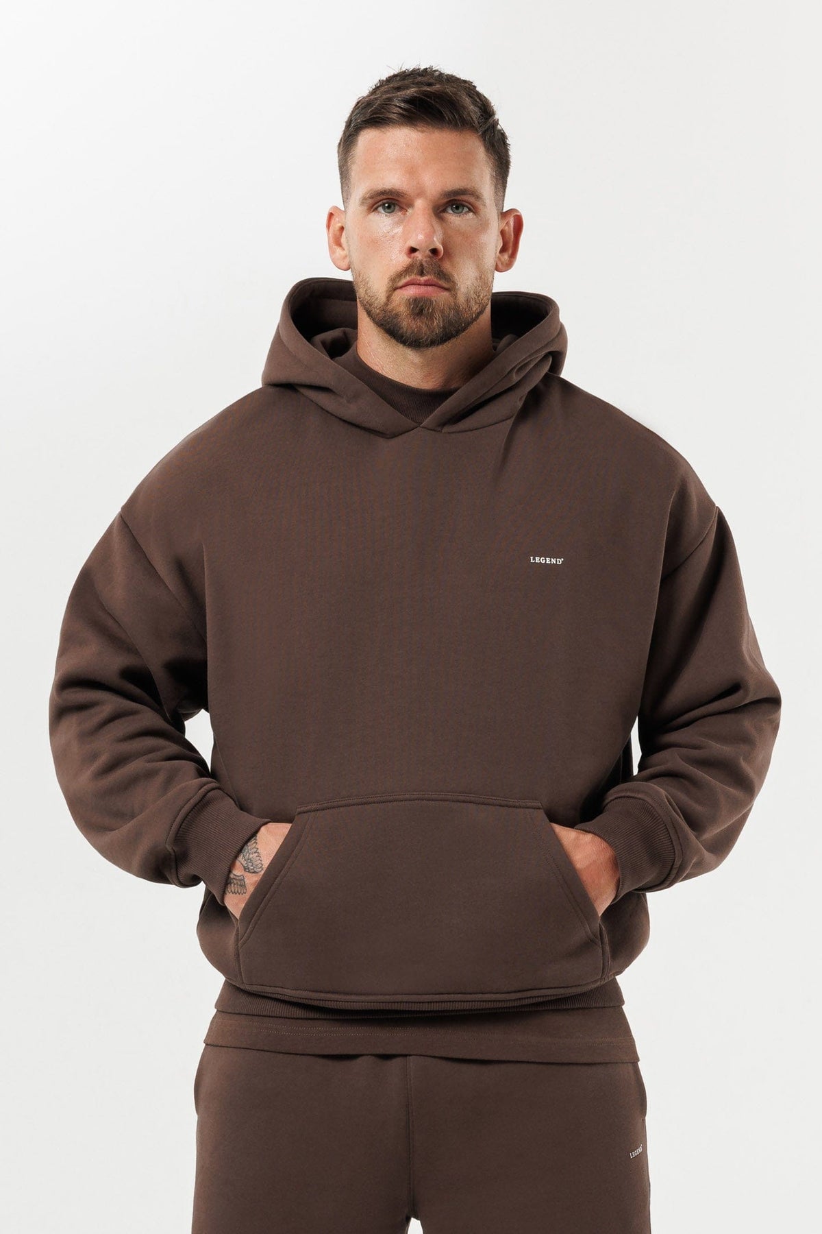 Print Hoodie — Brown