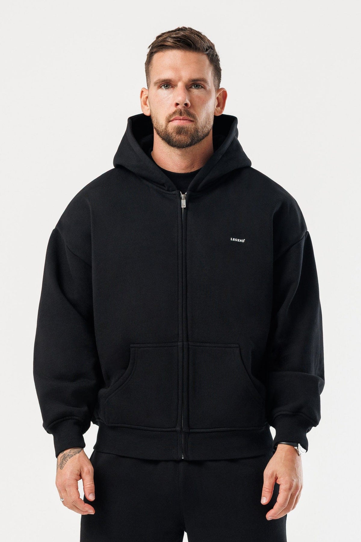 Zipped Hoodie — Black
