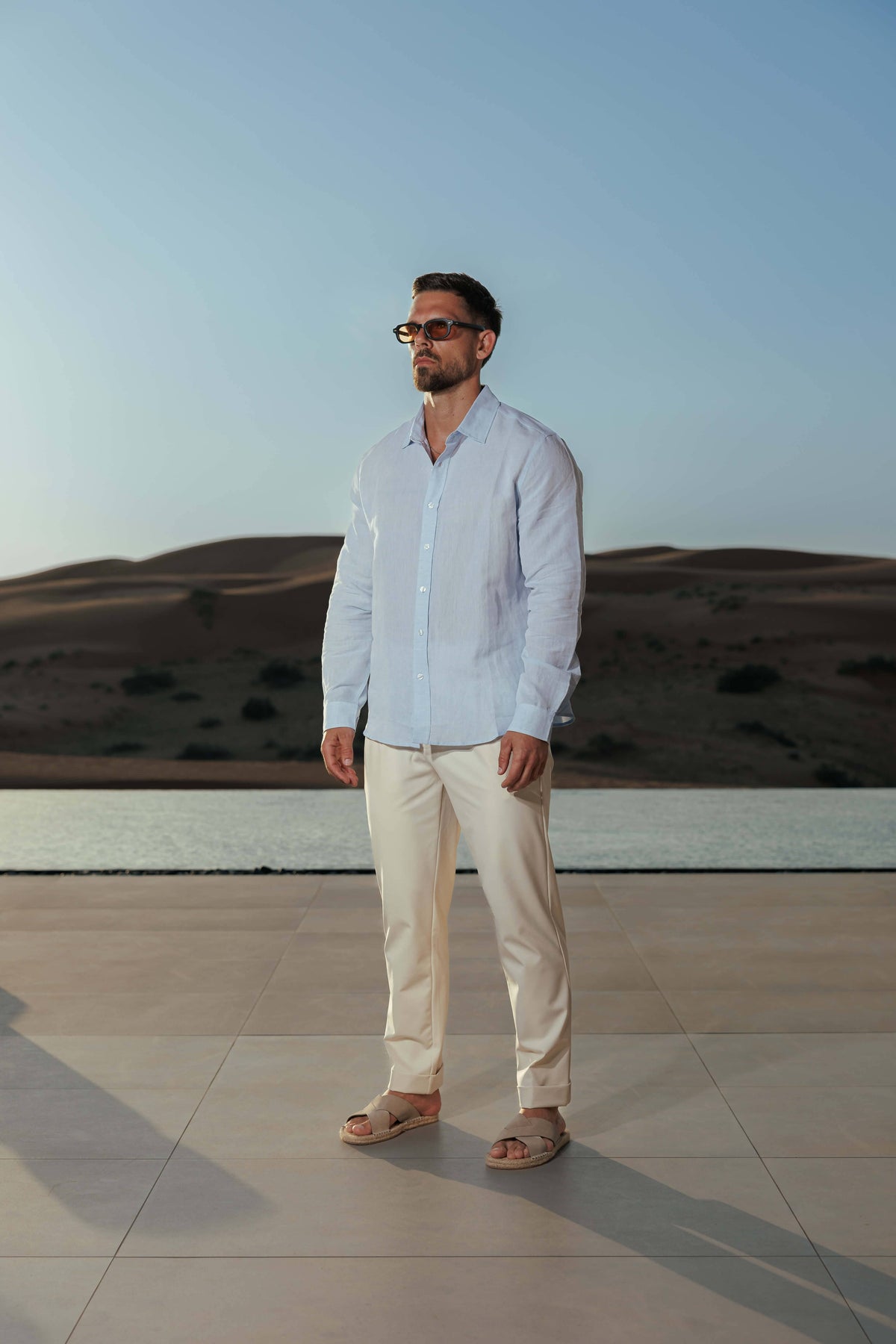 Luxe Linen Shirt — Light Blue